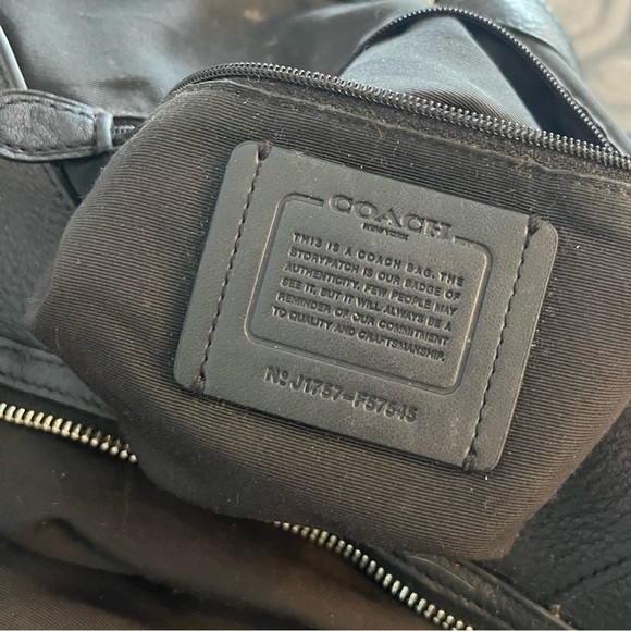 COACH BLACK PEBBLE LEATHER EDIE HANDBAG - Picture 7 of 14